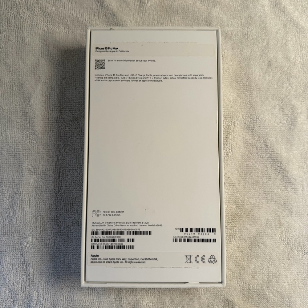 iPhone 15 Pro Max, Blue Titanium (Box Only) - Picture 2 of 5